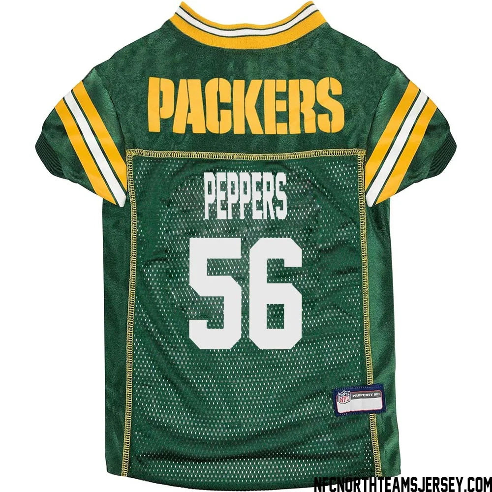 Julius Peppers No 56 Green Bay Packers Dog Jersey Green 1