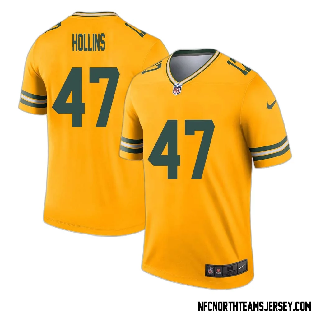 Justin Hollins No 47 Davante Adams Green Bay Packers Inverted Legend Jersey Gold