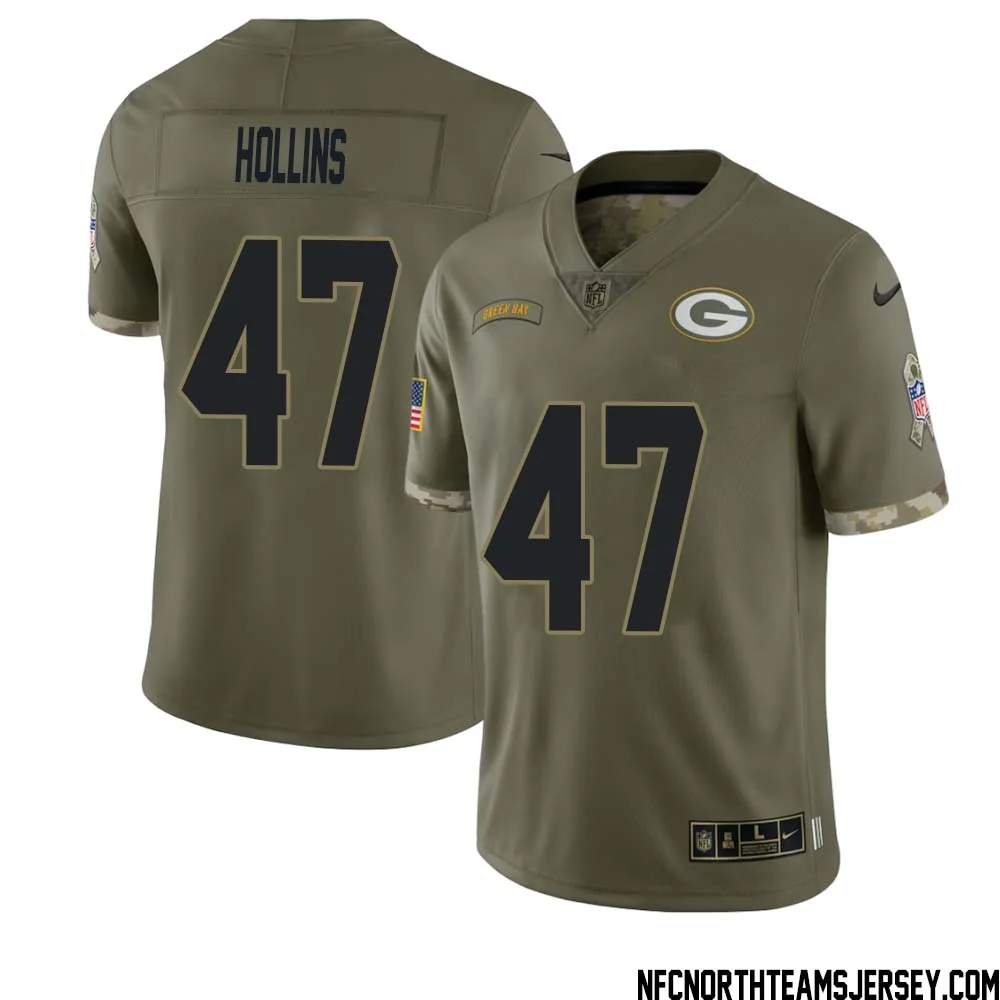 Justin Hollins No 47 Green Bay Packers 2022 Salute To Service Limited Player Jersey Mens