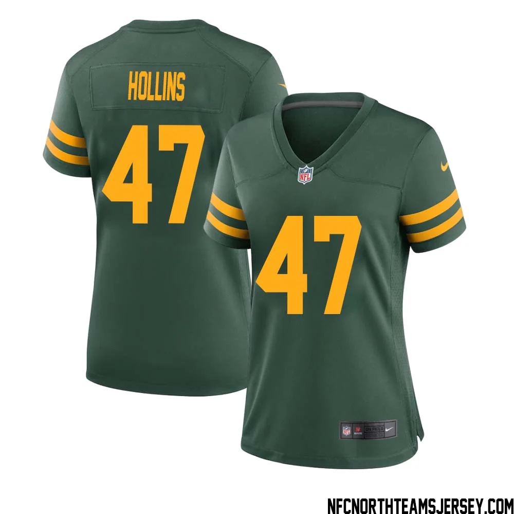Justin Hollins No 47 Green Bay Packers Alternate Jersey Green Womens