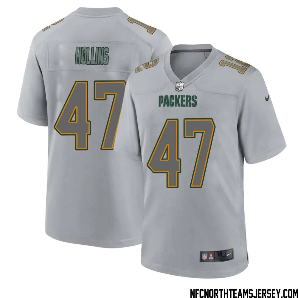 Justin Hollins No 47 Green Bay Packers Atmosphere Jersey Grey Mens 1
