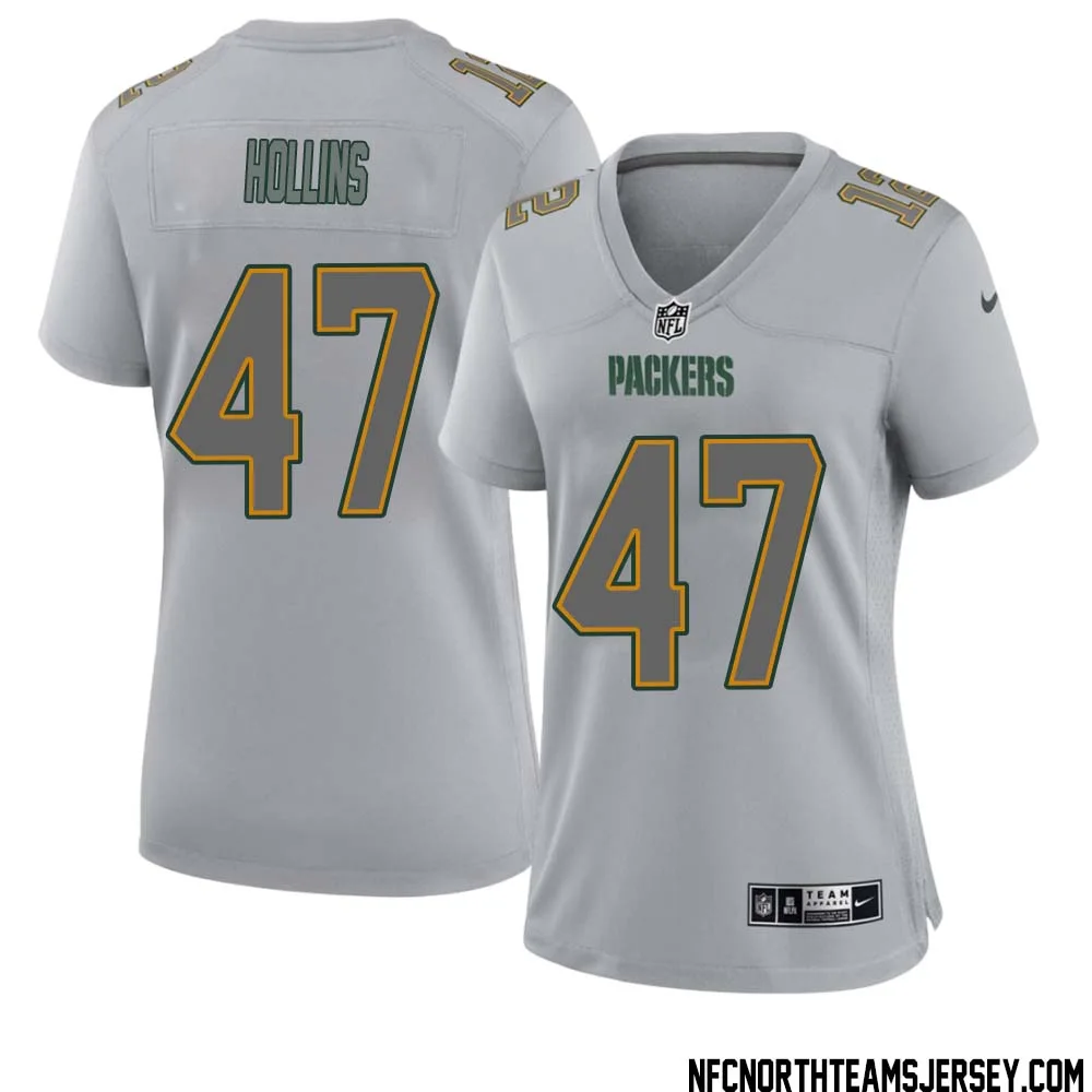 Justin Hollins No 47 Green Bay Packers Atmosphere Jersey Grey Womens