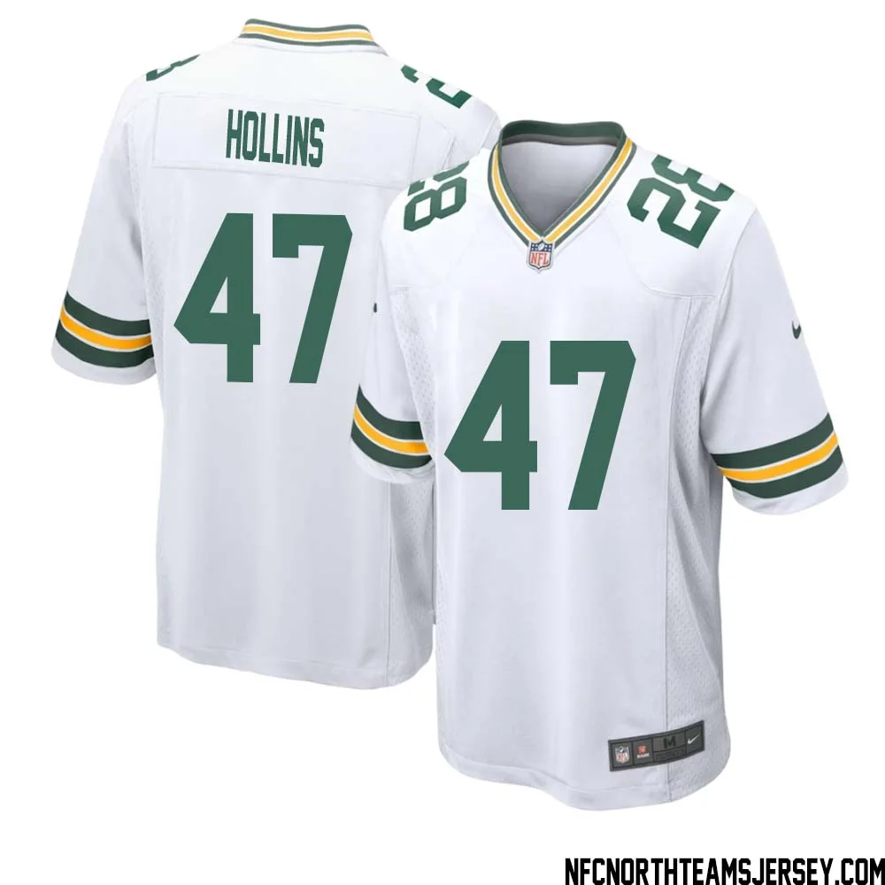 Justin Hollins No 47 Green Bay Packers Away Game Jersey Mens White