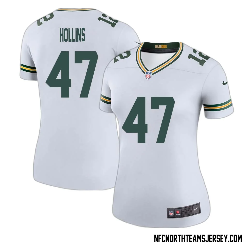 Justin Hollins No 47 Green Bay Packers Color Rush Legend Jersey White Womens 1