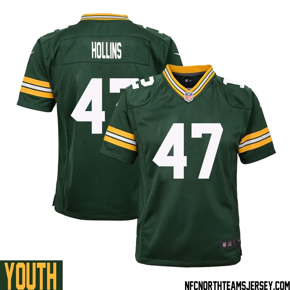 Justin Hollins No 47 Green Bay Packers Home Game Jersey Youth