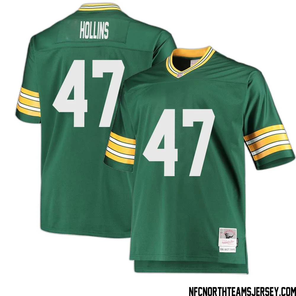 Justin Hollins No 47 Green Bay Packers Mitchell Ness Big Tall 1996 Retired Player Replica Jersey Green