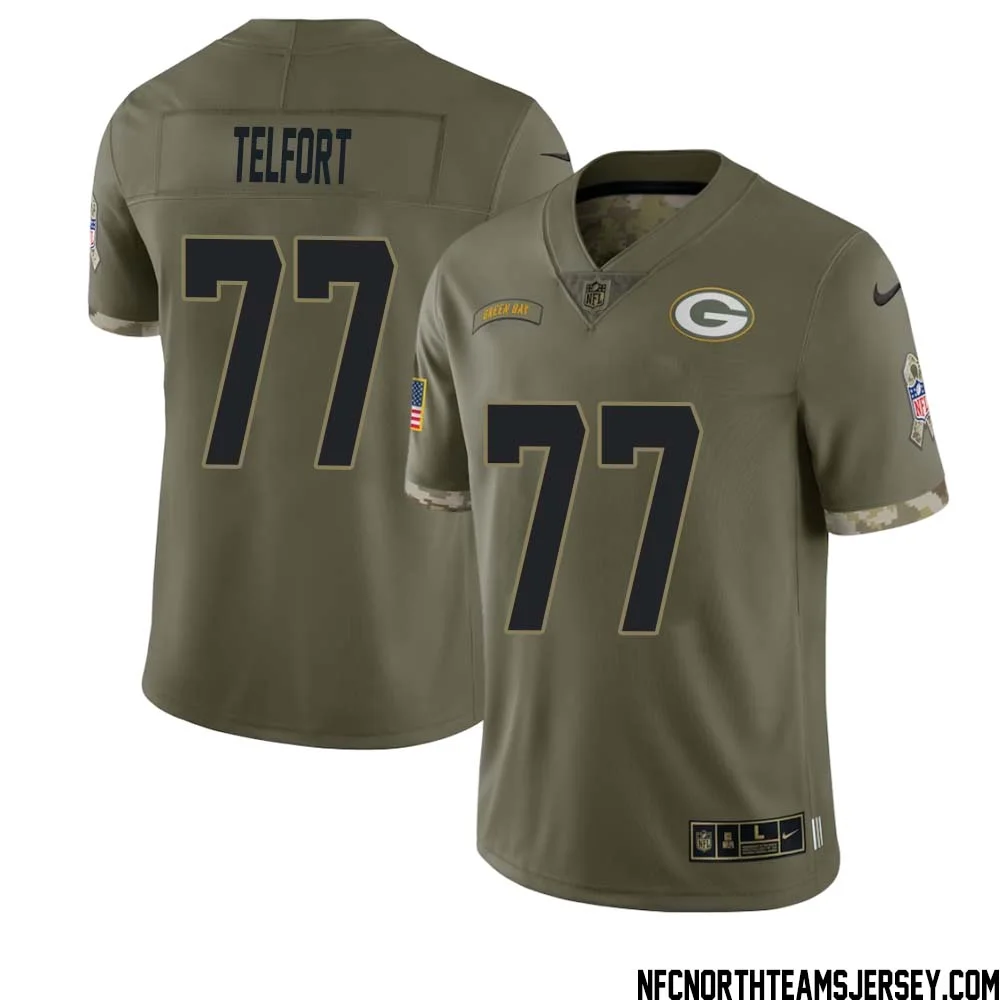 Kadeem Telfort No 77 Green Bay Packers 2022 Salute To Service Limited Player Jersey Mens