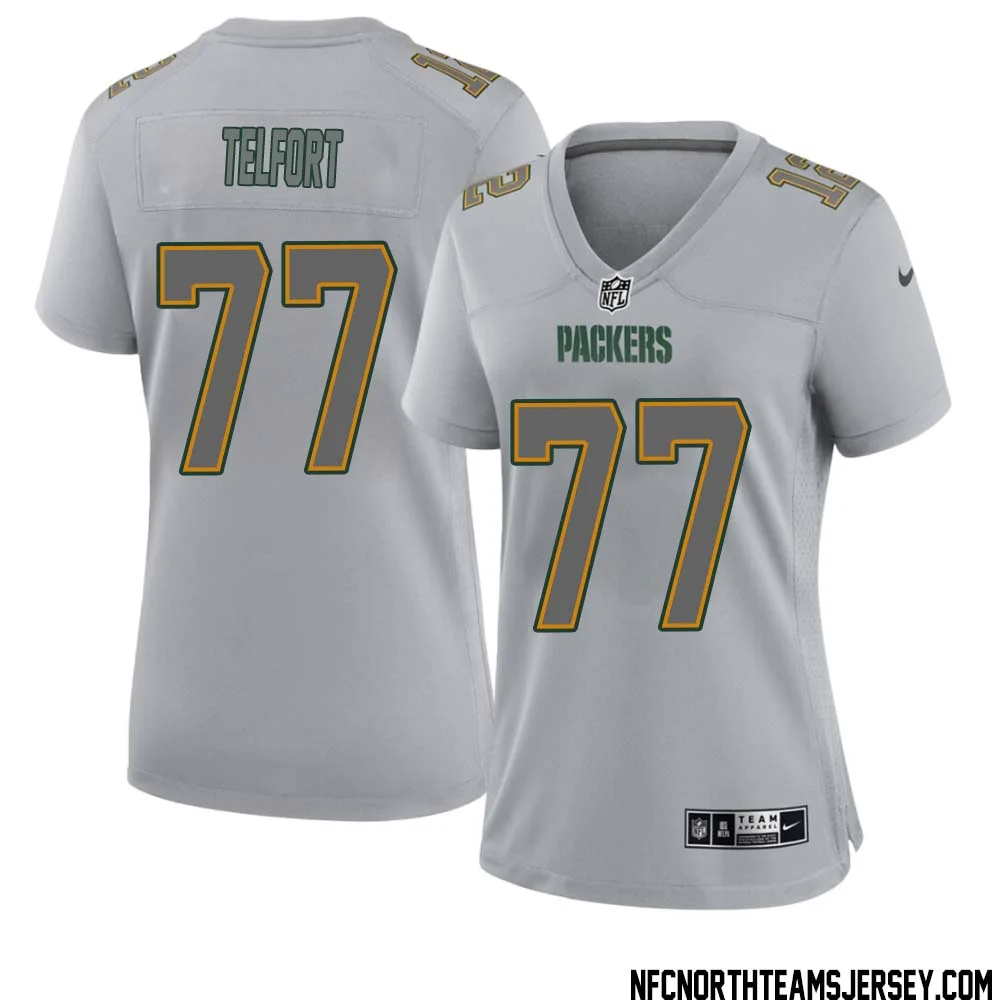 Kadeem Telfort No 77 Green Bay Packers Atmosphere Jersey Grey Womens 1