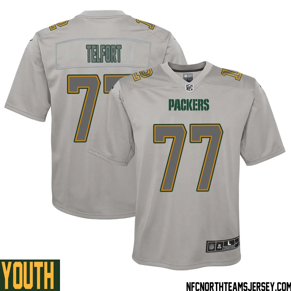 Kadeem Telfort No 77 Green Bay Packers Atmosphere Jersey Grey Youth 1