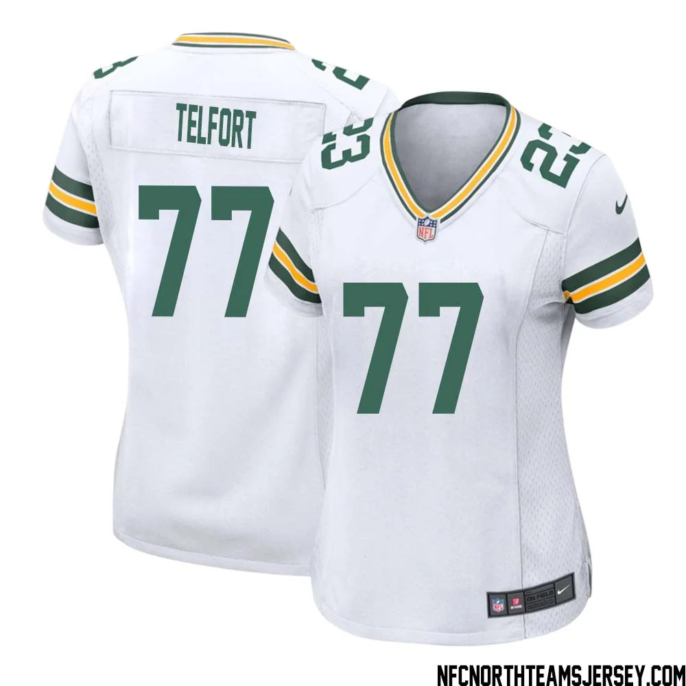 Kadeem Telfort No 77 Green Bay Packers Away Game Jersey Womens White 1