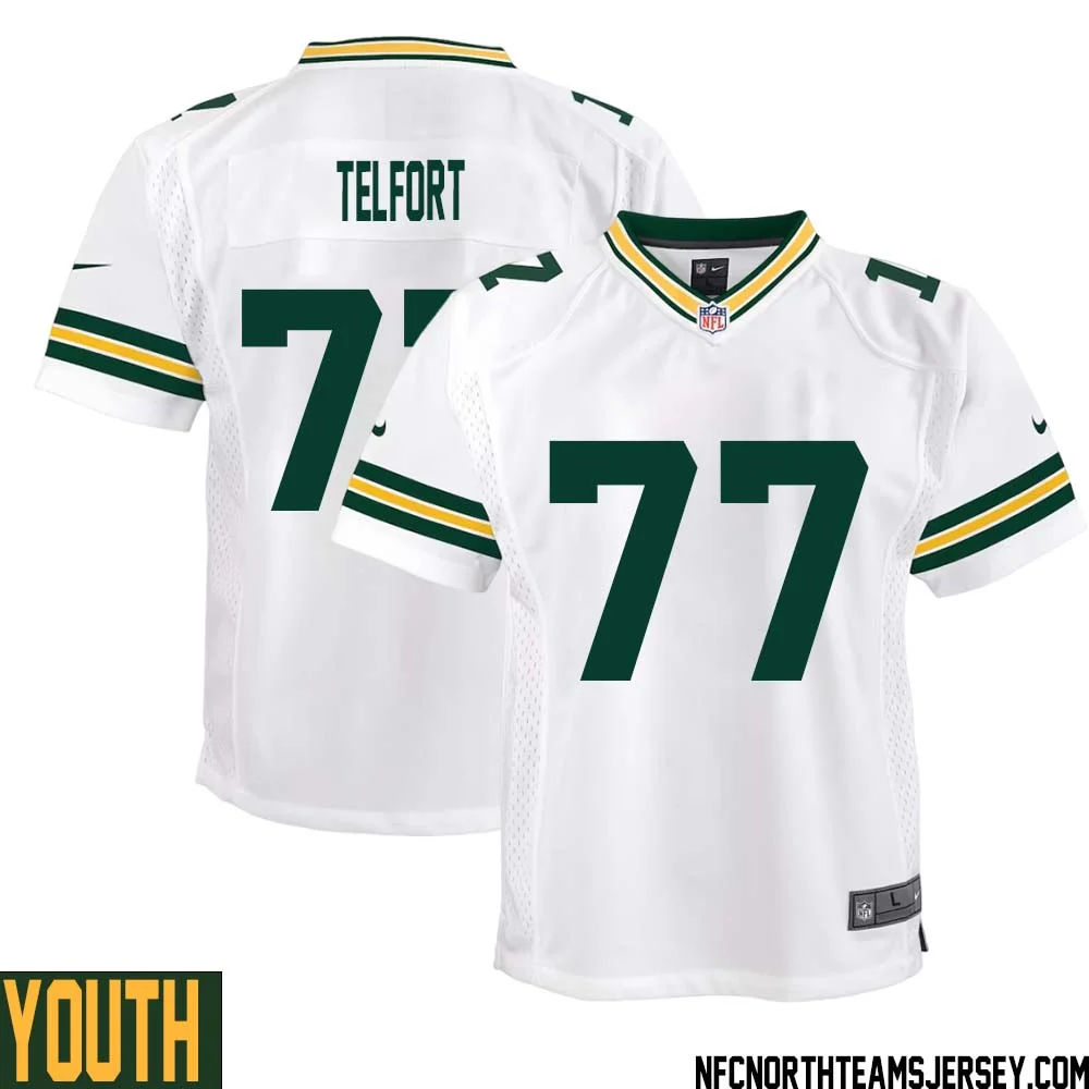 Kadeem Telfort No 77 Green Bay Packers Away Game Jersey Youth White