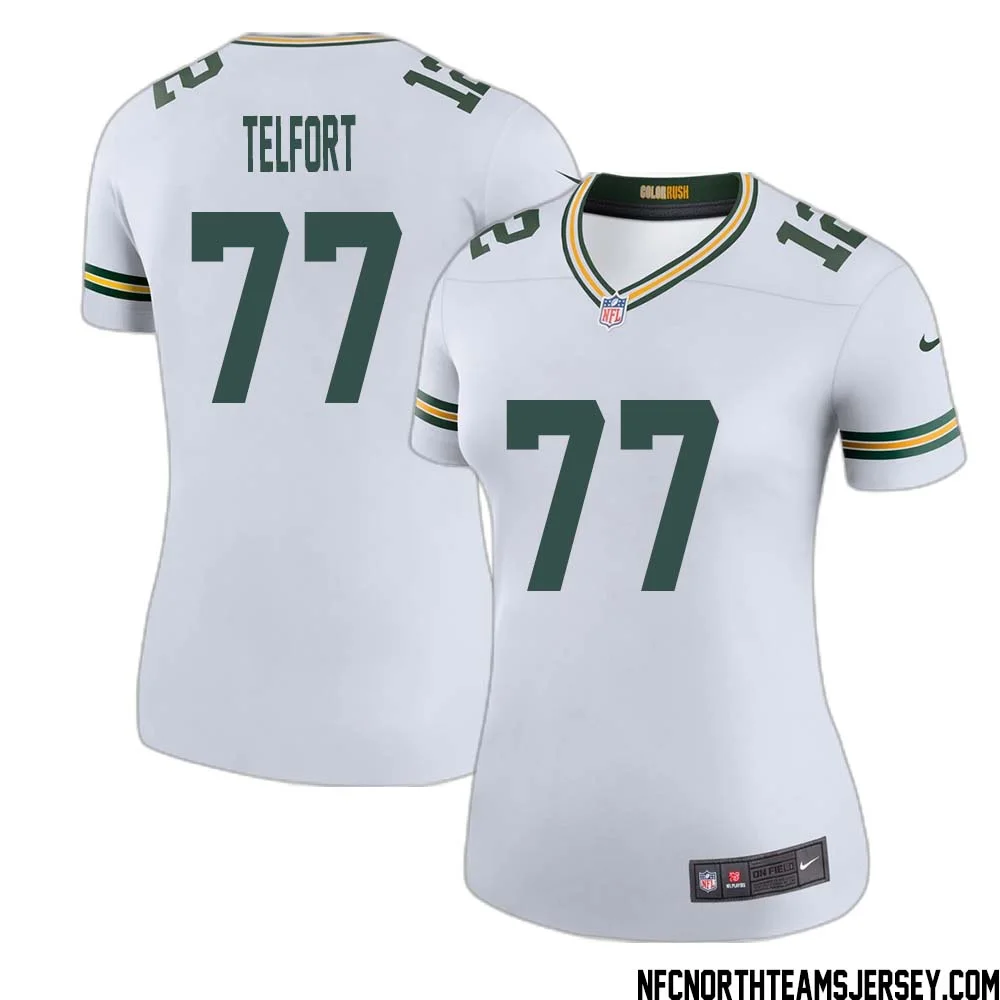 Kadeem Telfort No 77 Green Bay Packers Color Rush Legend Jersey White Womens