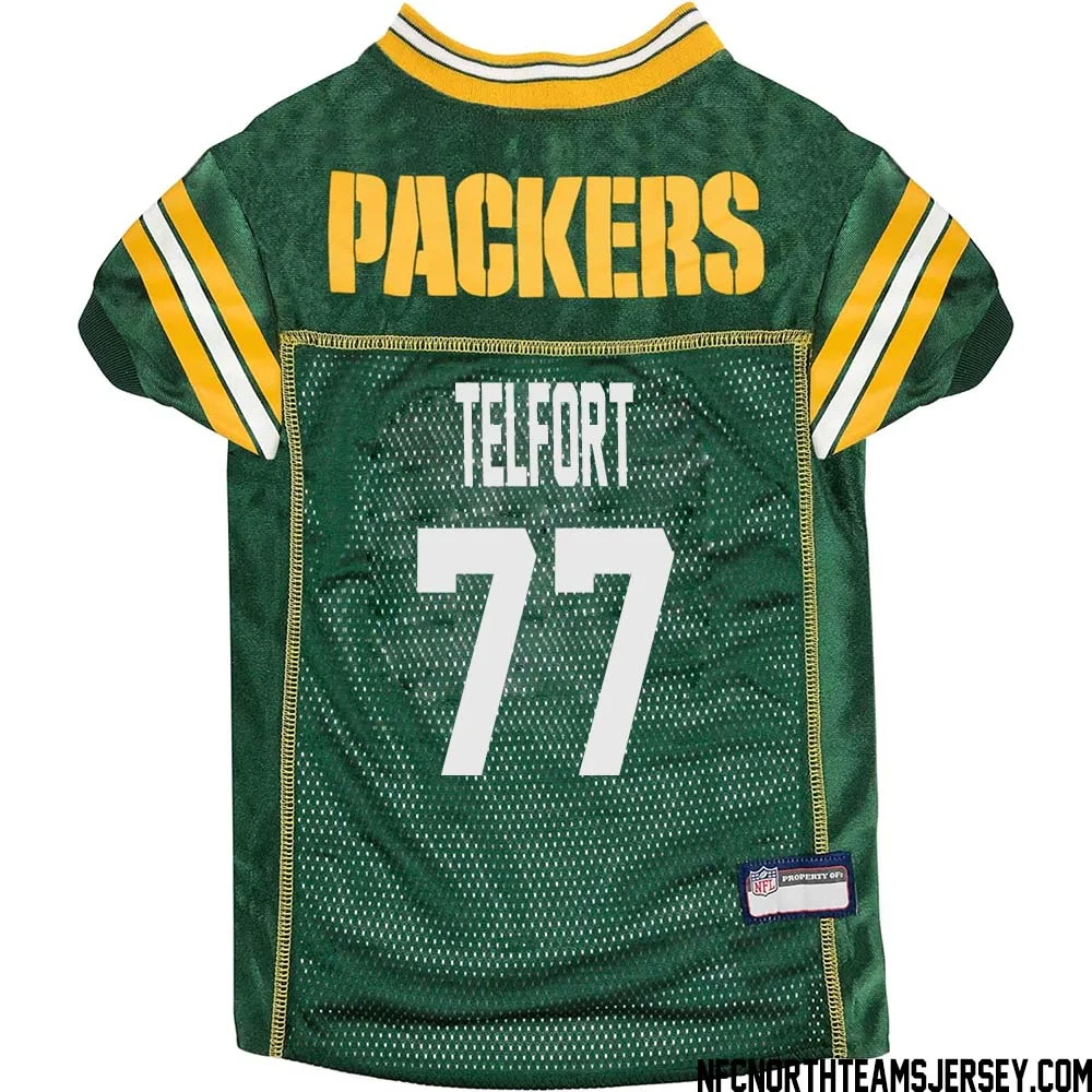 Kadeem Telfort No 77 Green Bay Packers Dog Jersey Green
