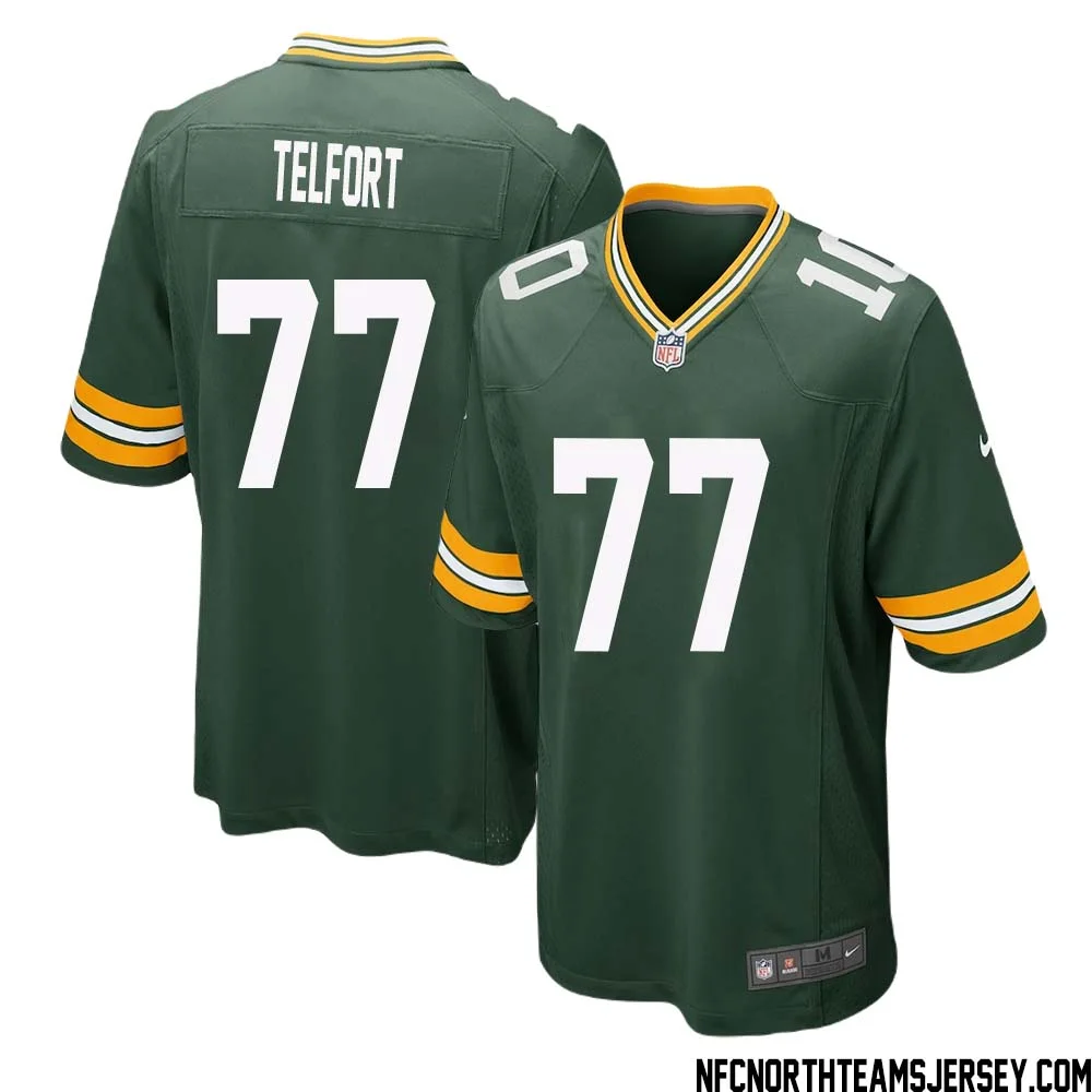 Kadeem Telfort No 77 Green Bay Packers Home Game Jersey Mens