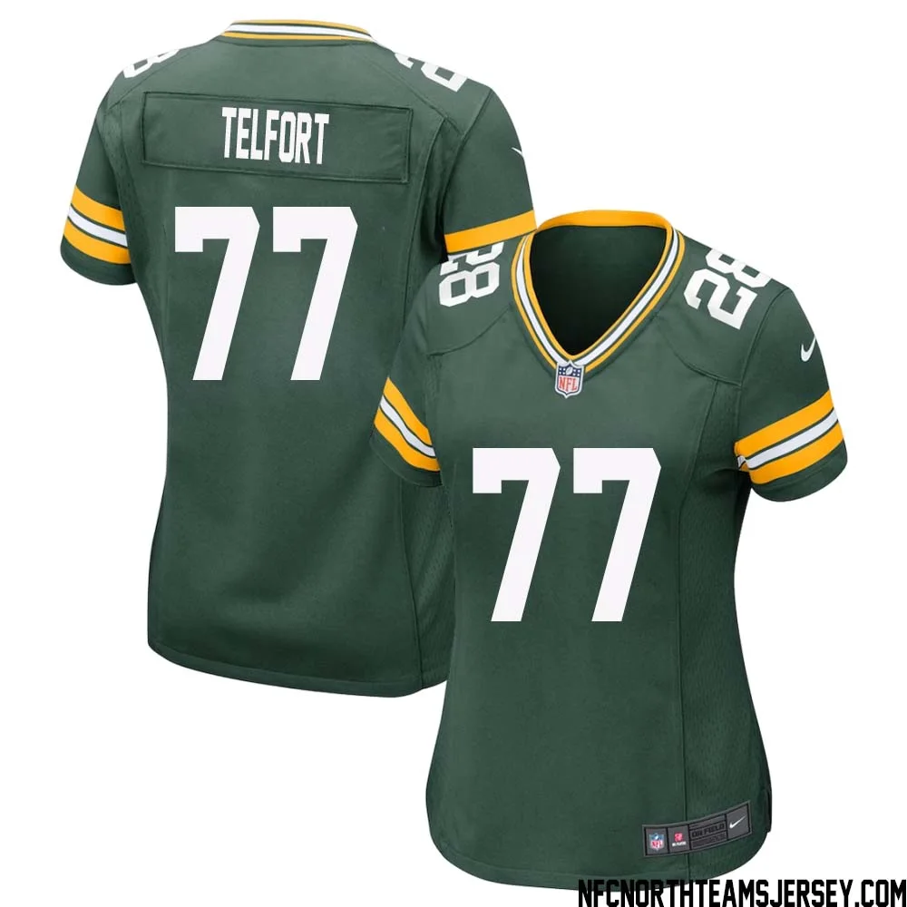 Kadeem Telfort No 77 Green Bay Packers Home Game Jersey Womens 1