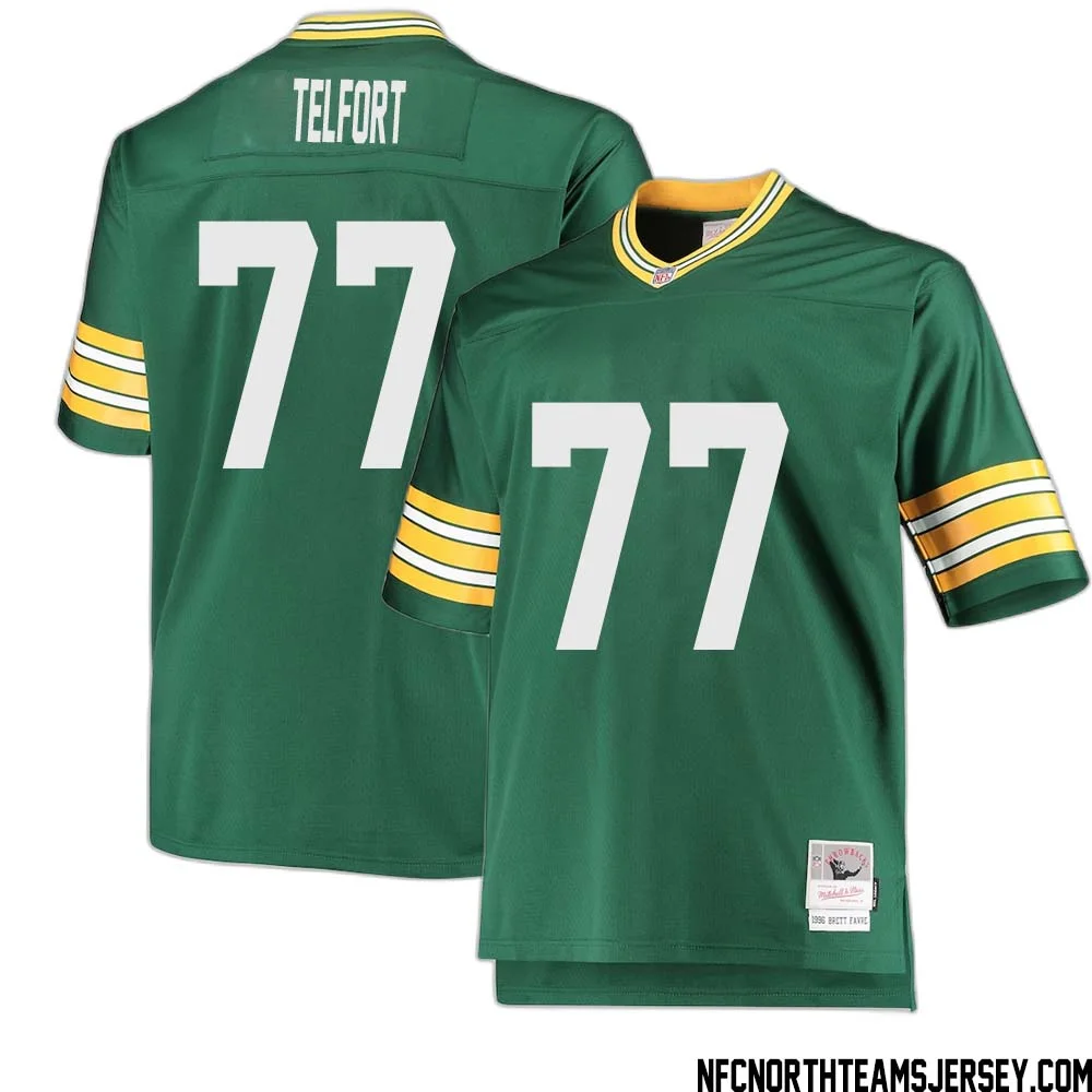 Kadeem Telfort No 77 Green Bay Packers Mitchell Ness Big Tall 1996 Retired Player Replica Jersey Green