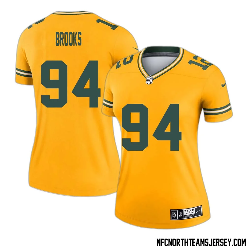 Karl Brooks No 94 Davante Adams Green Bay Packers Inverted Legend Jersey Gold Women 1