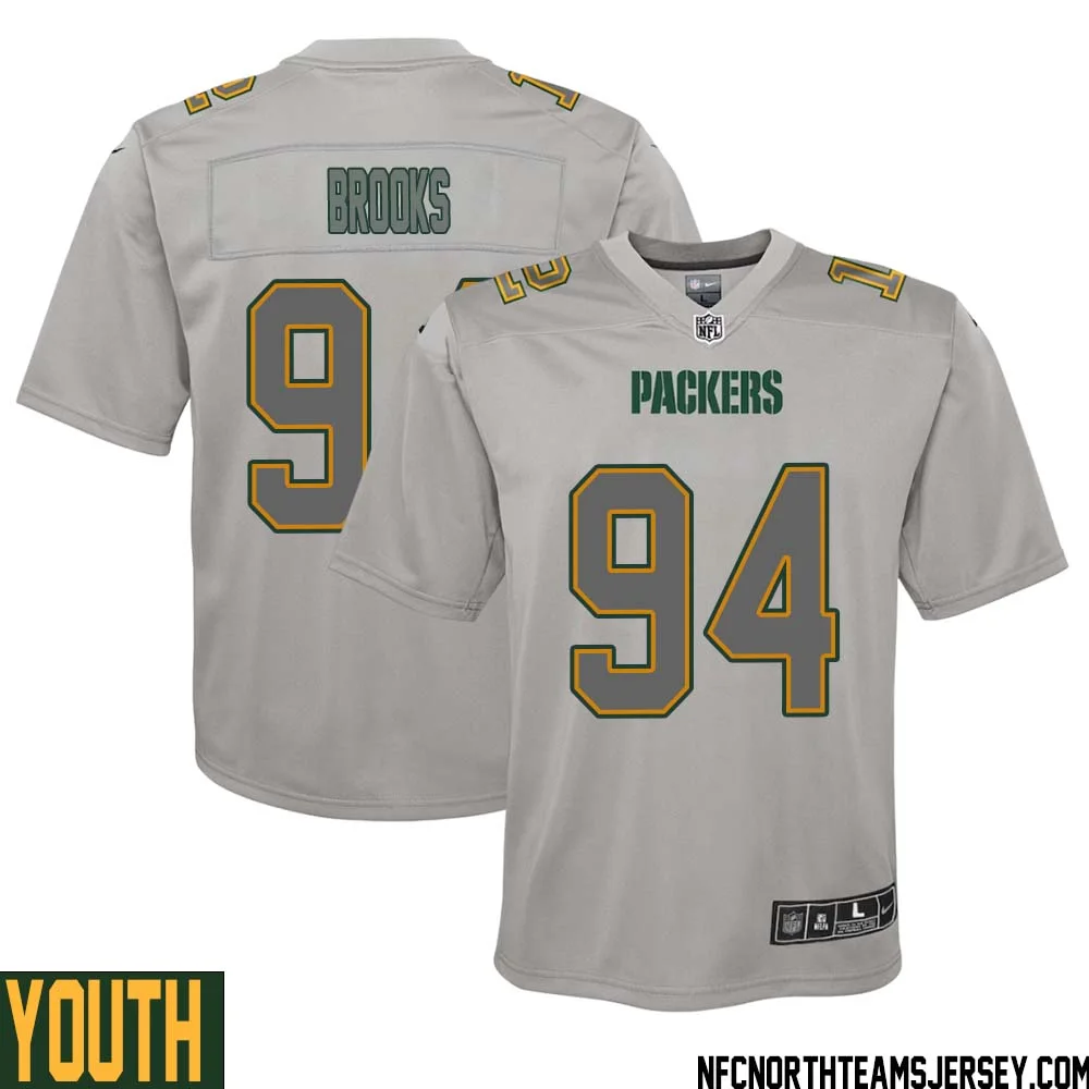 Karl Brooks No 94 Green Bay Packers Atmosphere Jersey Grey Youth