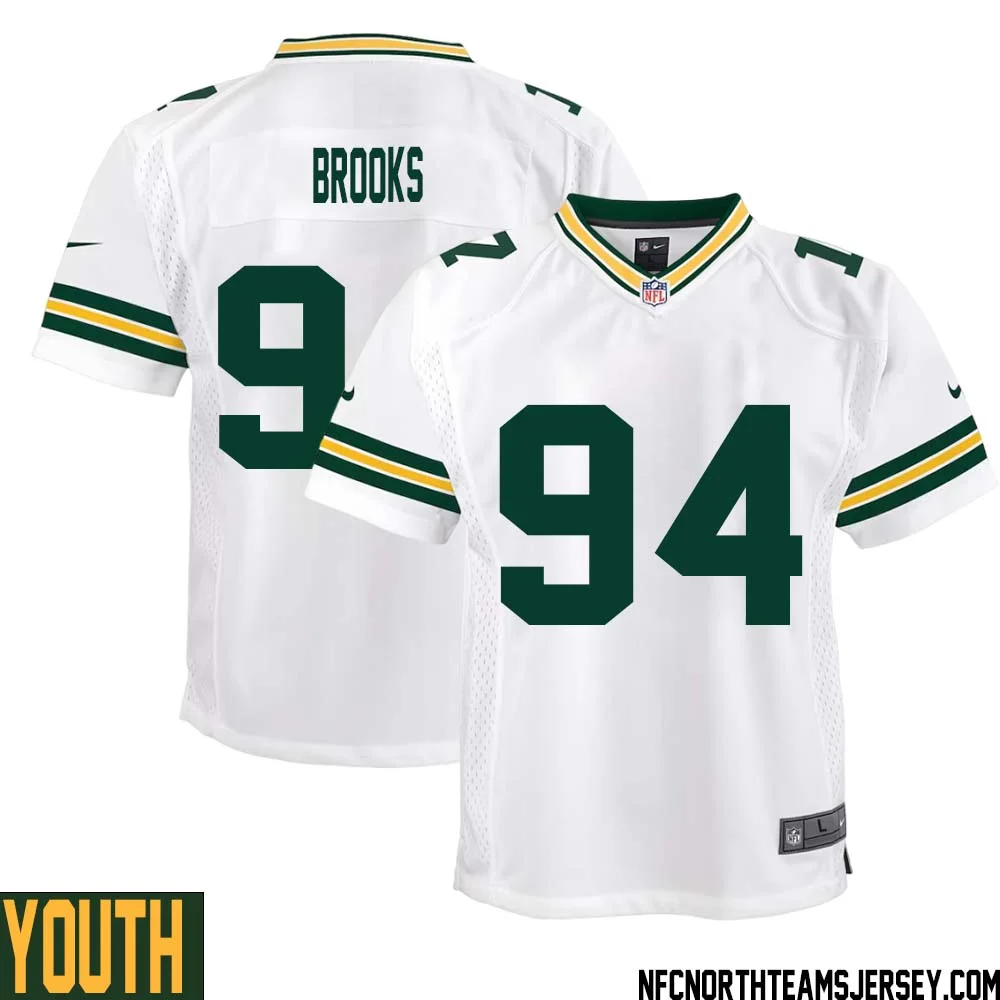 Karl Brooks No 94 Green Bay Packers Away Game Jersey Youth White