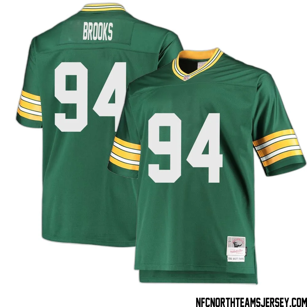 Karl Brooks No 94 Green Bay Packers Mitchell Ness Big Tall 1996 Retired Player Replica Jersey Green 2