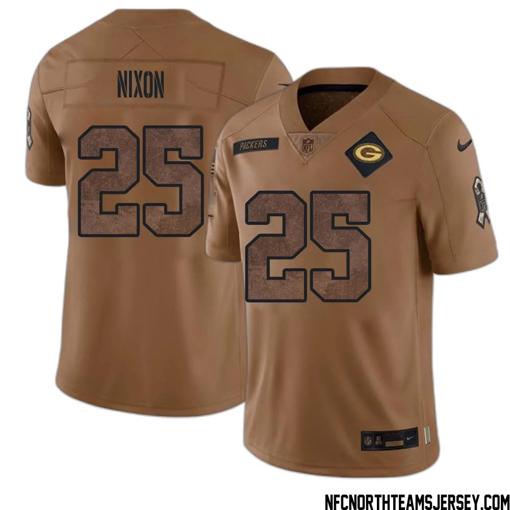 Keisean Nixon No 25 Green Bay Packers 2023 Salute To Service Limited Player Jersey Men Brown 1