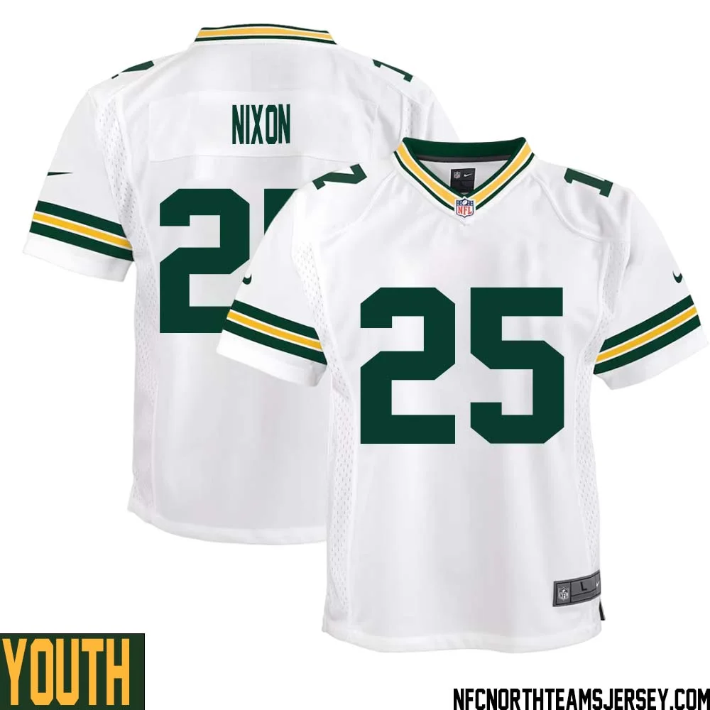 Keisean Nixon No 25 Green Bay Packers Away Game Jersey Youth White 1