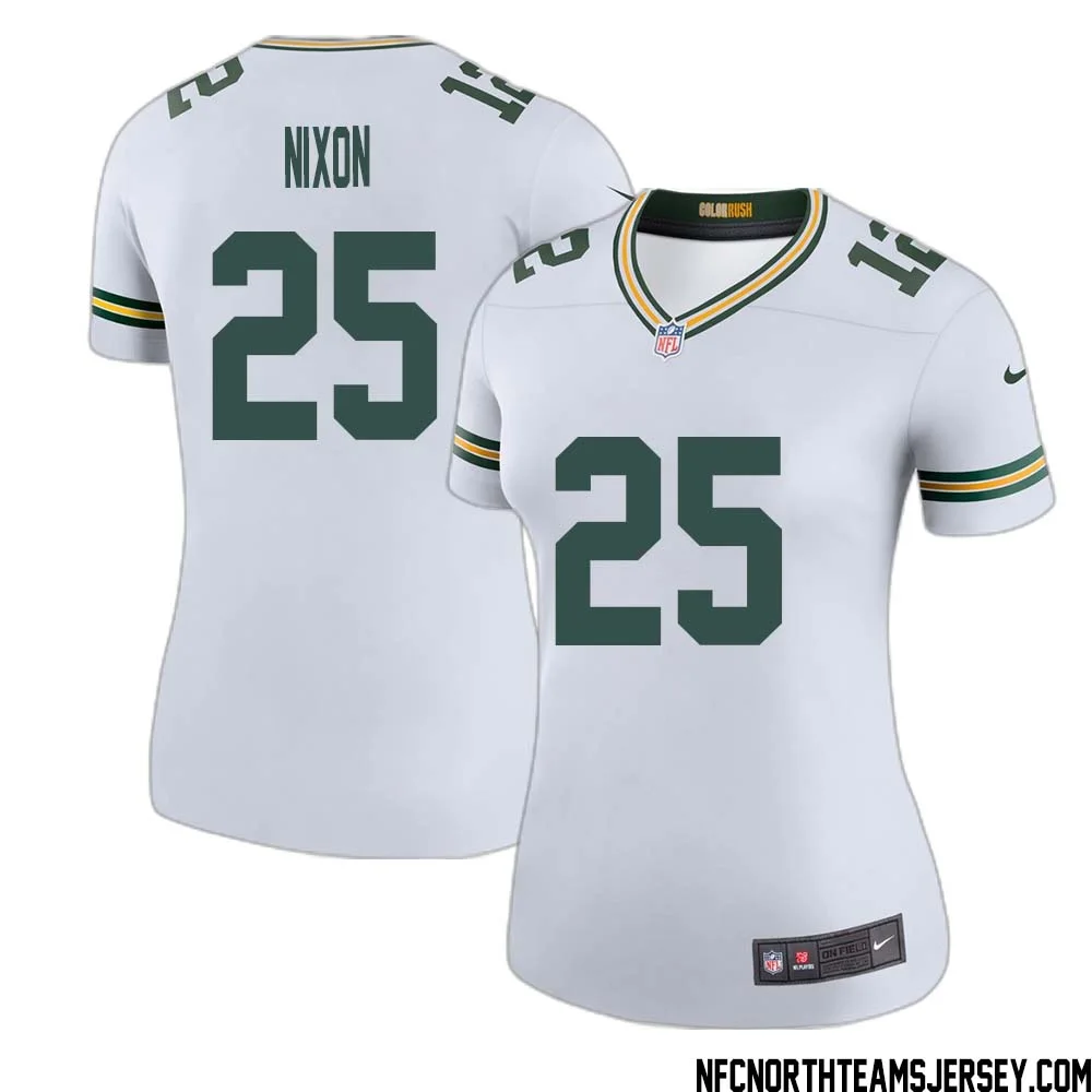 Keisean Nixon No 25 Green Bay Packers Color Rush Legend Jersey White Womens 1