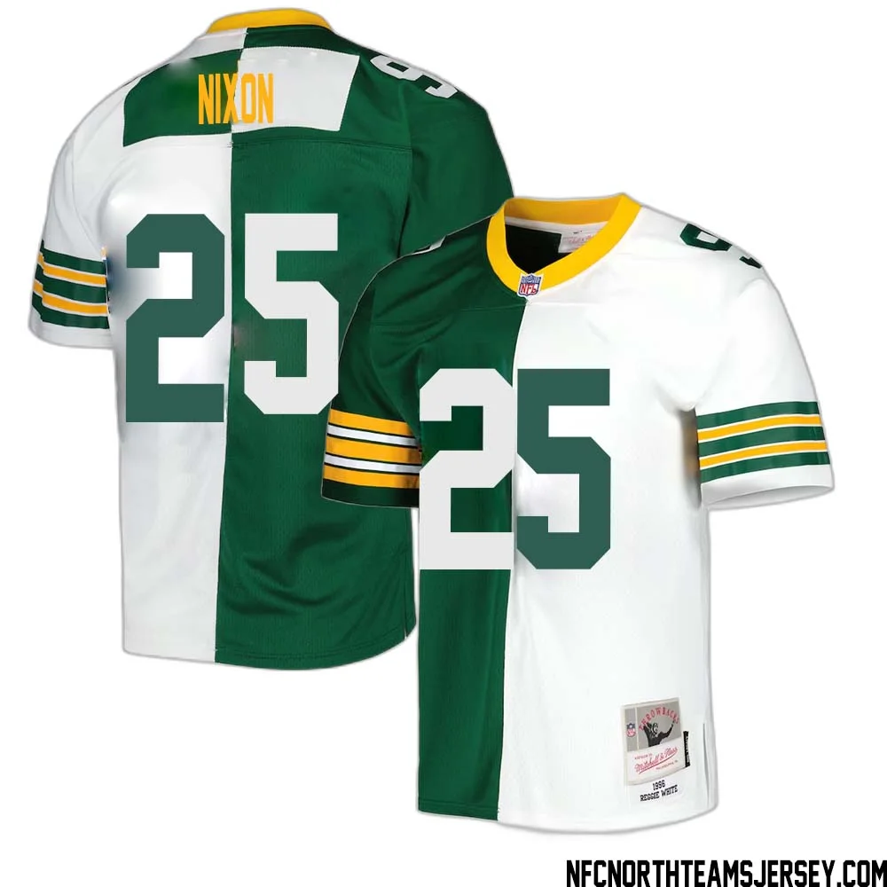Keisean Nixon No 25 Green Bay Packers Mitchell Ness 1996 Split Legacy Replica Jersey Green White 1