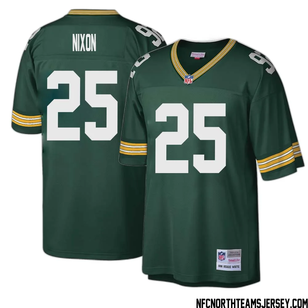 Keisean Nixon No 25 Green Bay Packers Mitchell Ness Big Tall 1996 Retired Player Replica Jersey Green 1 1