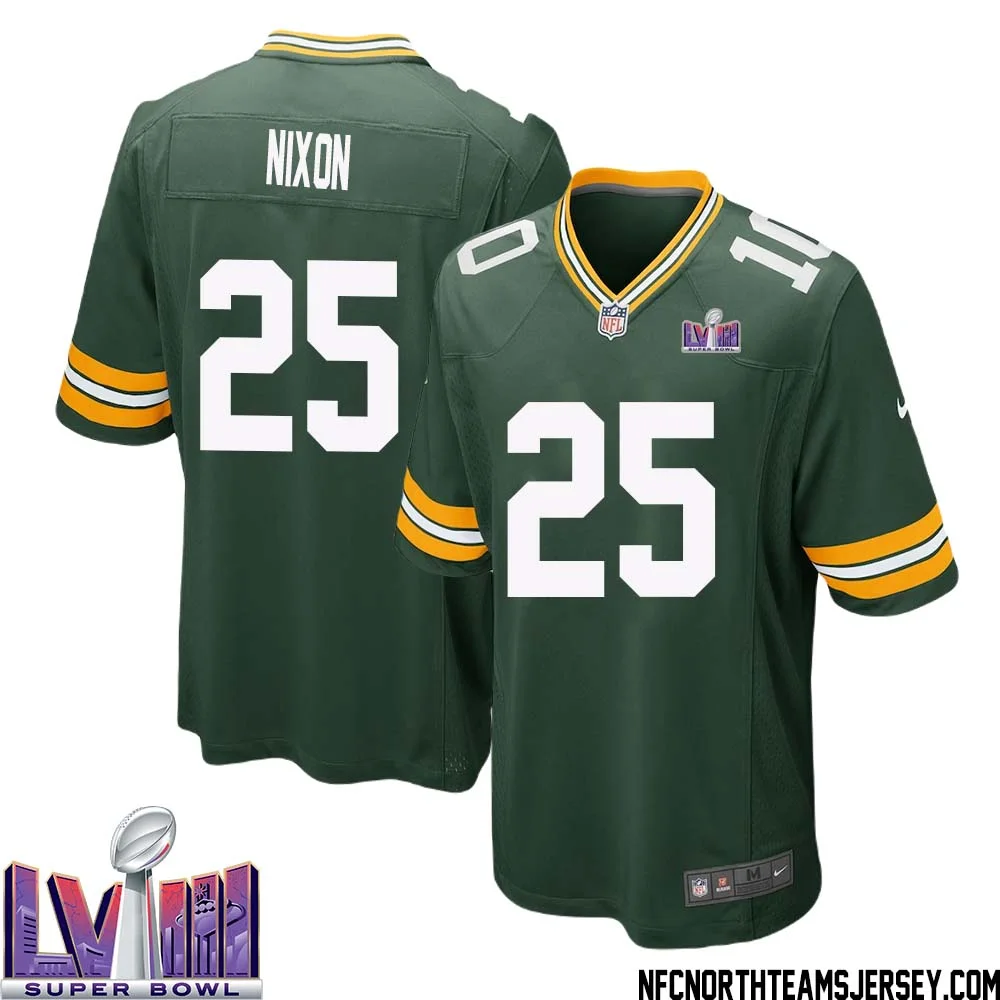 Keisean Nixon No 25 Green Bay Packers Super Bowl LVIII Home Game Jersey Mens 1