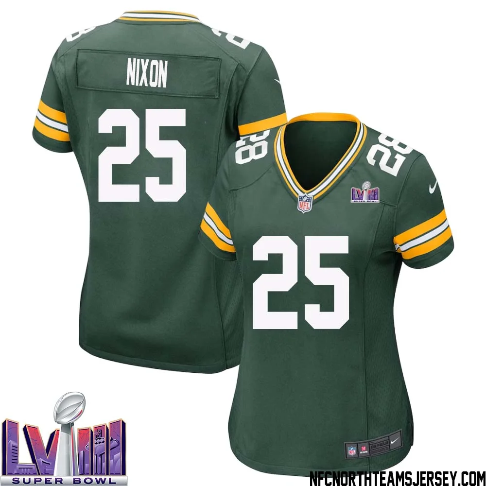 Keisean Nixon No 25 Green Bay Packers Super Bowl LVIII Home Game Jersey Womens