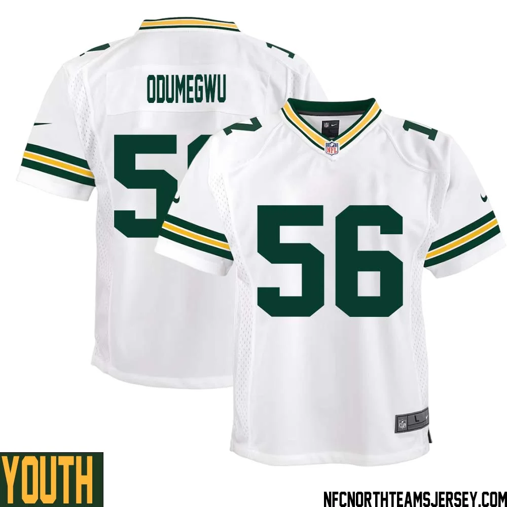 Kenneth Odumegwu No 56 Green Bay Packers Away Game Jersey Youth White 1