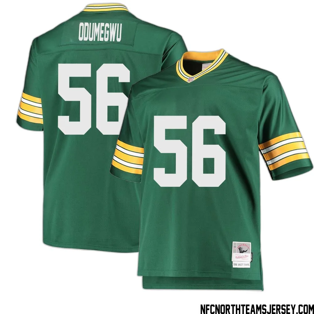 Kenneth Odumegwu No 56 Green Bay Packers Mitchell Ness Big Tall 1996 Retired Player Replica Jersey Green 2