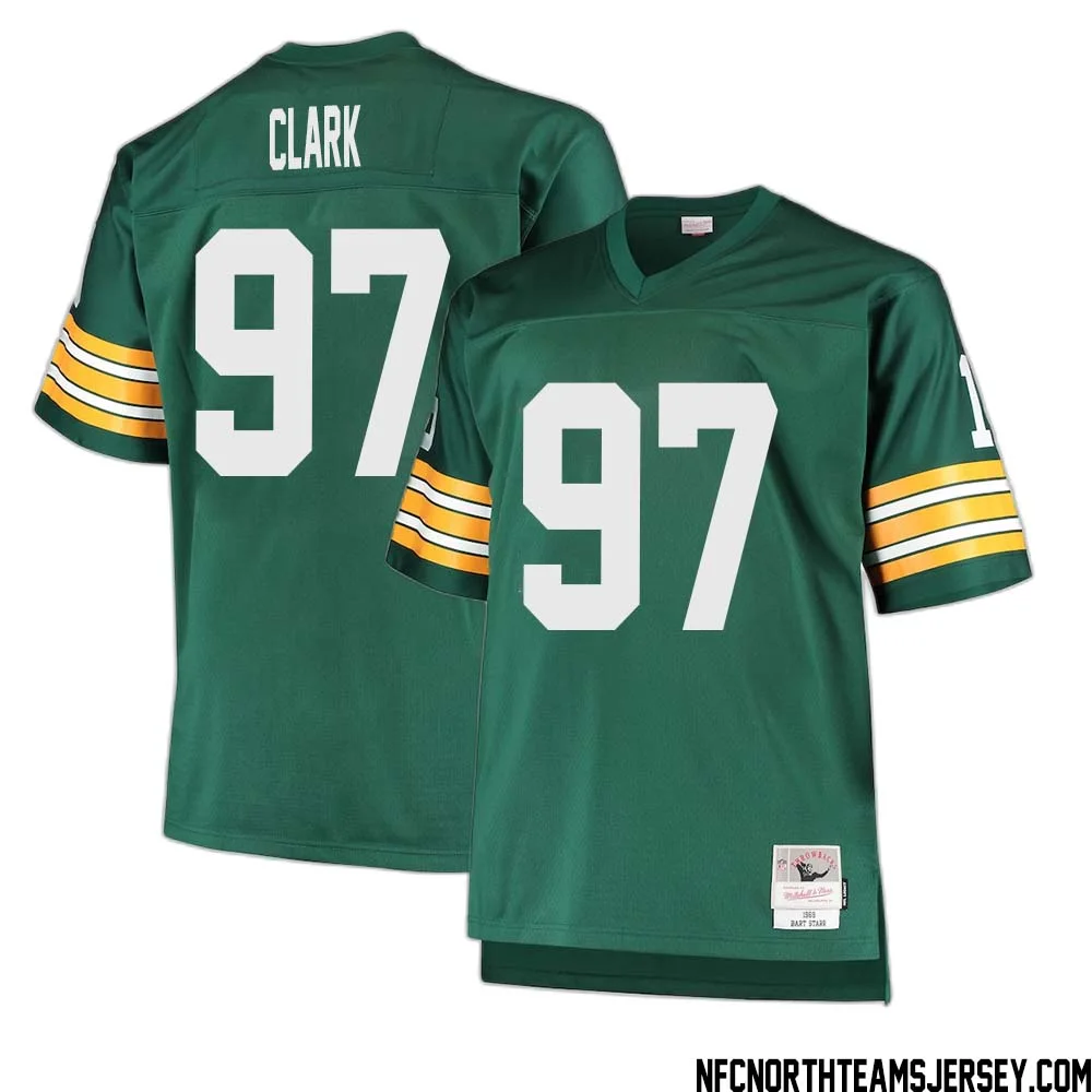 Kenny Clark No 97 Green Bay Packers Mitchell Ness Big Tall 1968 Retired Player Replica Jersey Green