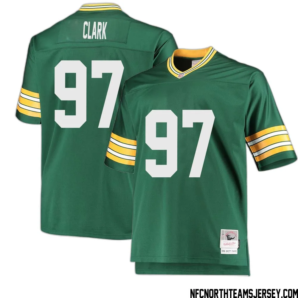 Kenny Clark No 97 Green Bay Packers Mitchell Ness Big Tall 1996 Retired Player Replica Jersey Green 2