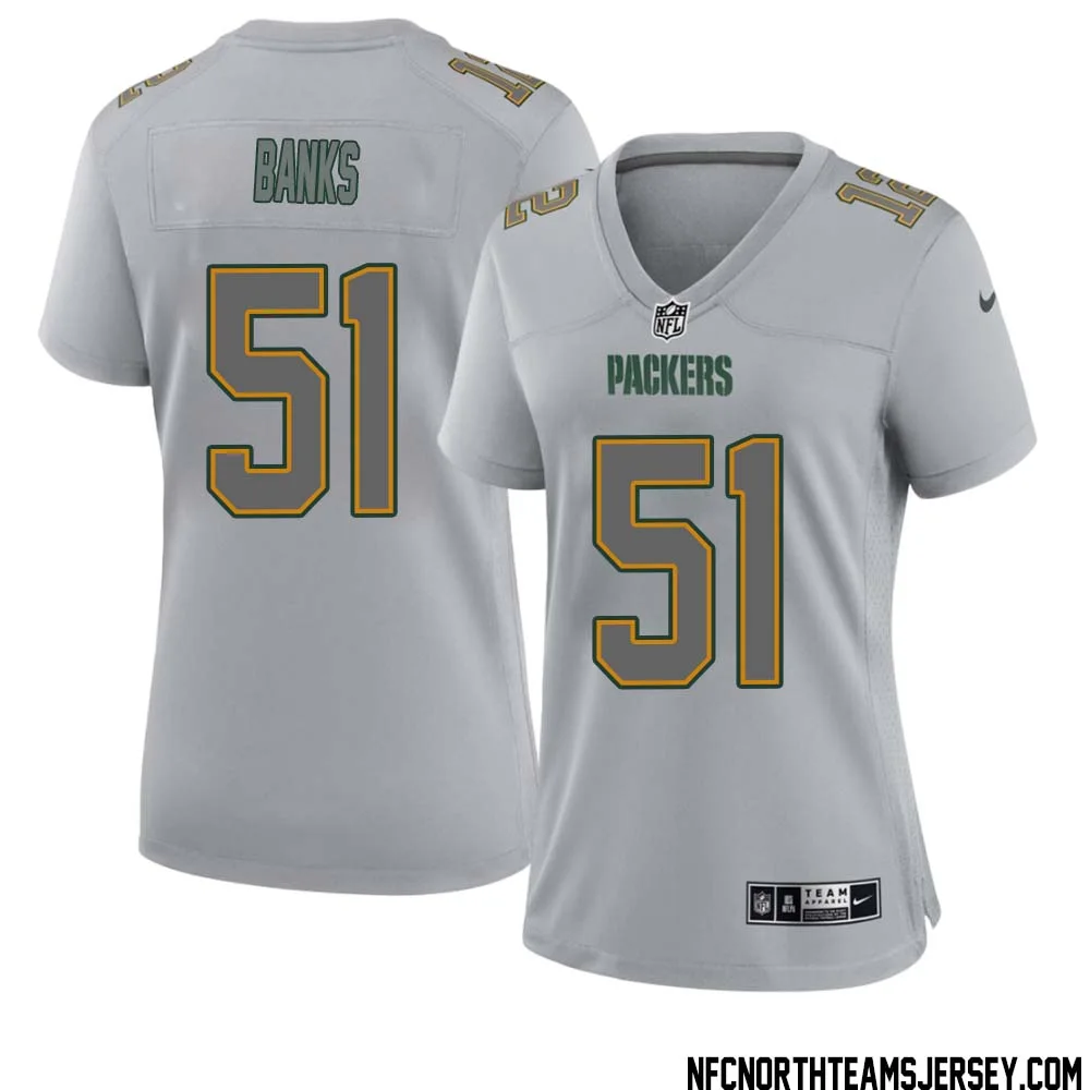 Keshawn Banks No 51 Green Bay Packers Atmosphere Jersey Grey Womens
