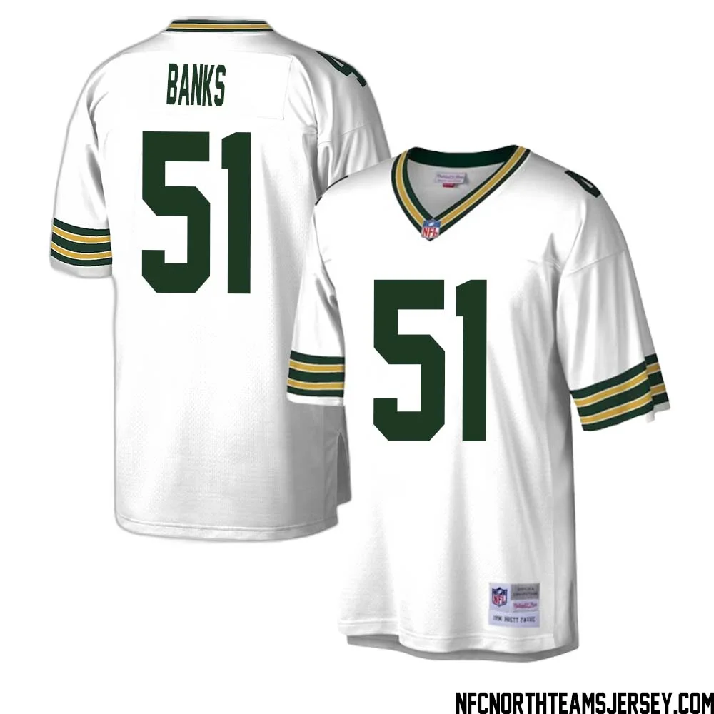 Keshawn Banks No 51 Green Bay Packers Mitchell Ness Legacy Replica Jersey White 1