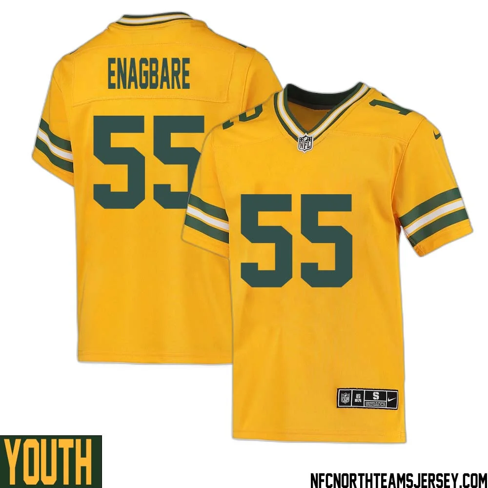 Kingsley Enagbare No 55 Davante Adams Green Bay Packers Inverted Legend Jersey Gold Youth