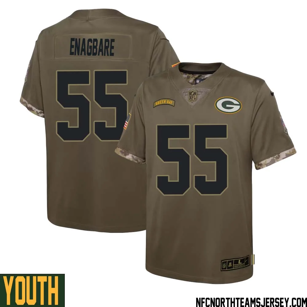 Kingsley Enagbare No 55 Green Bay Packers 2022 Salute To Service Limited Player Jersey Youth 1