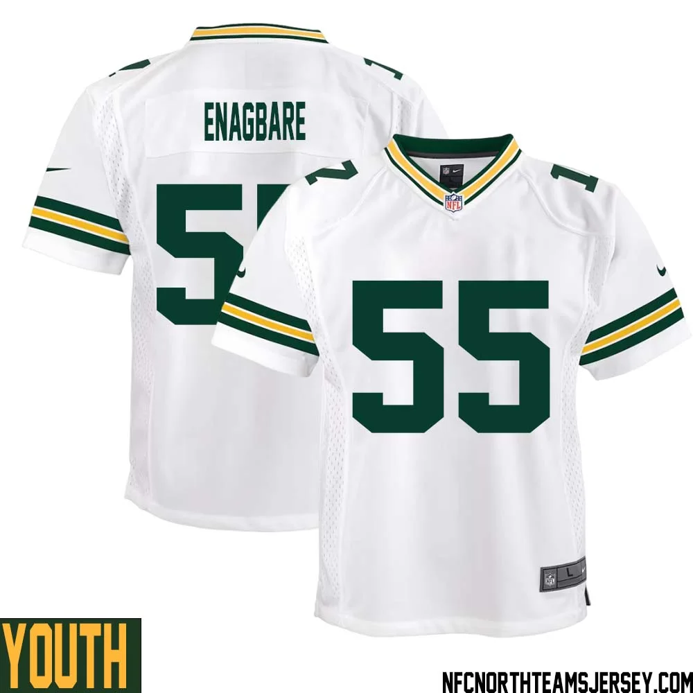 Kingsley Enagbare No 55 Green Bay Packers Away Game Jersey Youth White