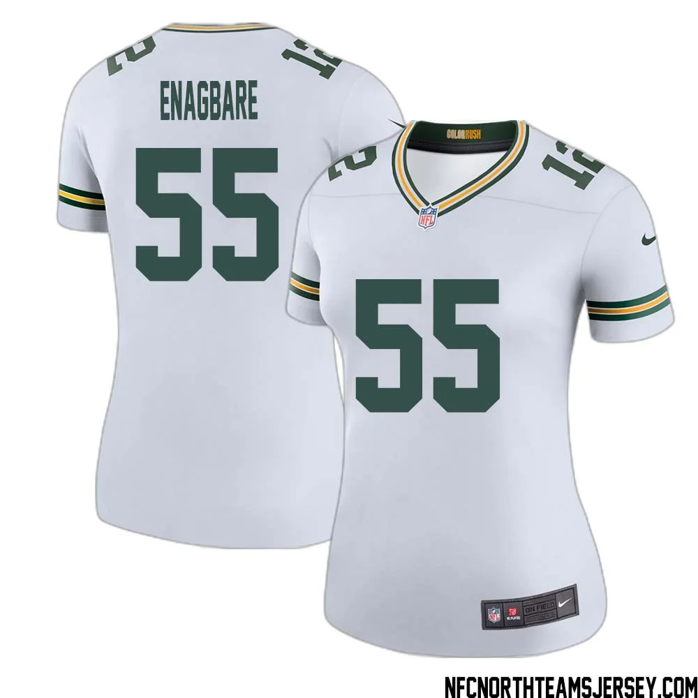 Kingsley Enagbare No 55 Green Bay Packers Color Rush Legend Jersey White Womens
