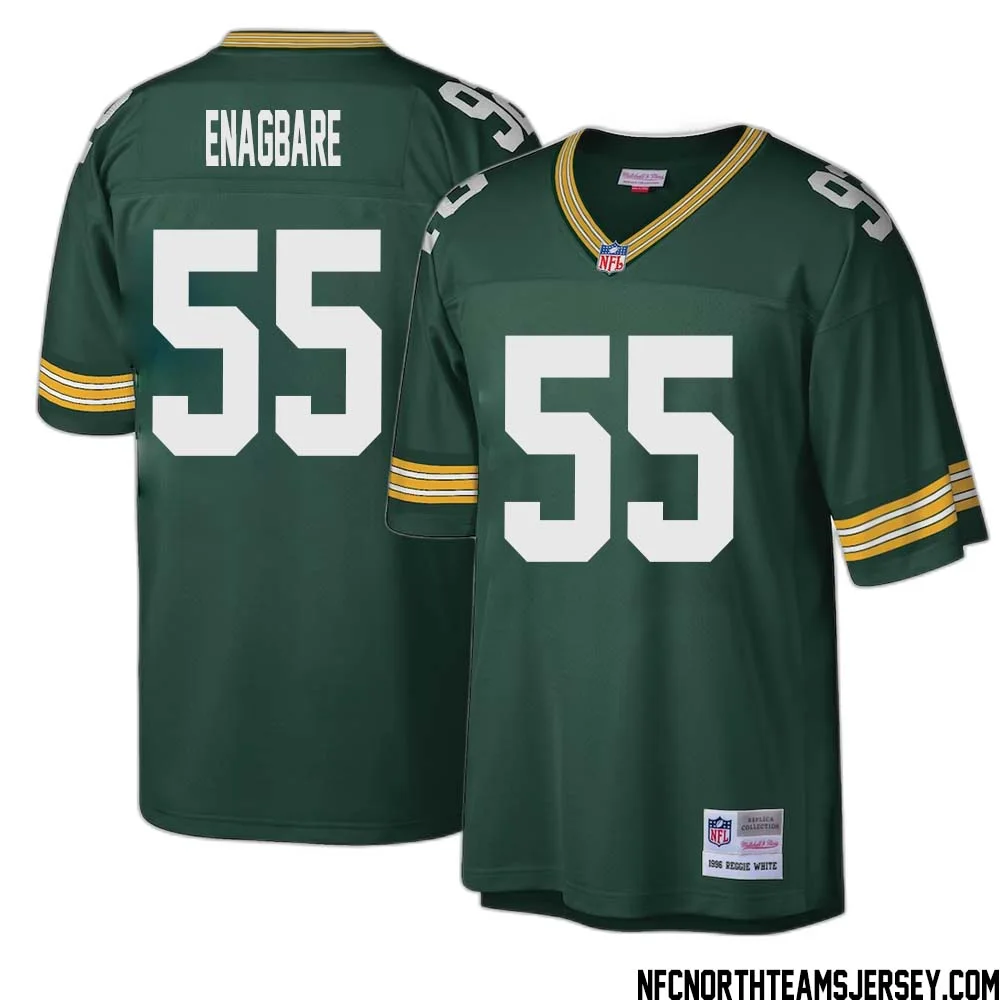 Kingsley Enagbare No 55 Green Bay Packers Mitchell Ness Big Tall 1996 Retired Player Replica Jersey Green 1 1