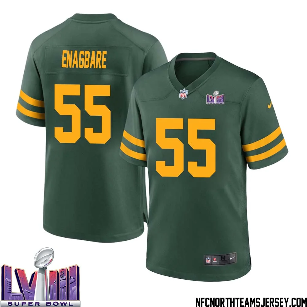 Kingsley Enagbare No 55 Green Bay Packers Super Bowl LVIII Alternate Green Jersey for Men