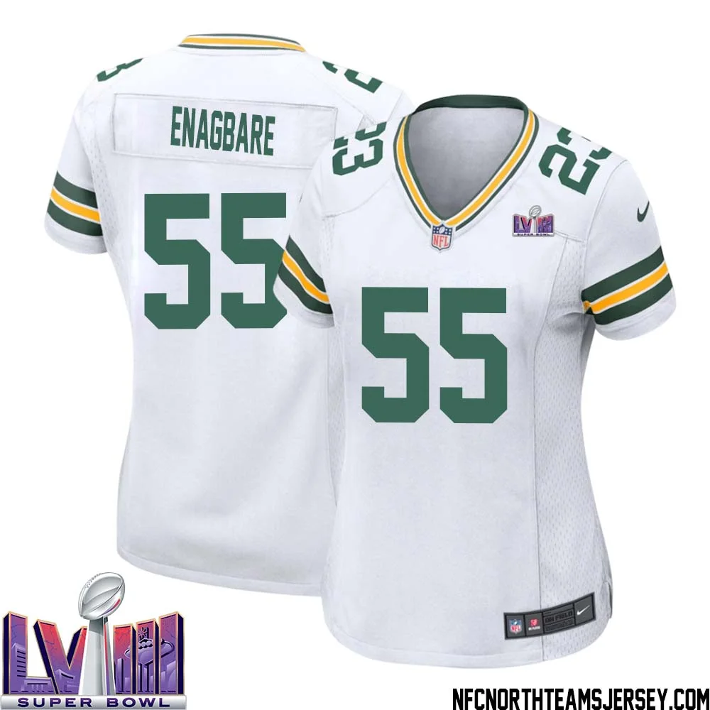 Kingsley Enagbare No 55 Green Bay Packers Super Bowl LVIII Away Game Jersey Womens White