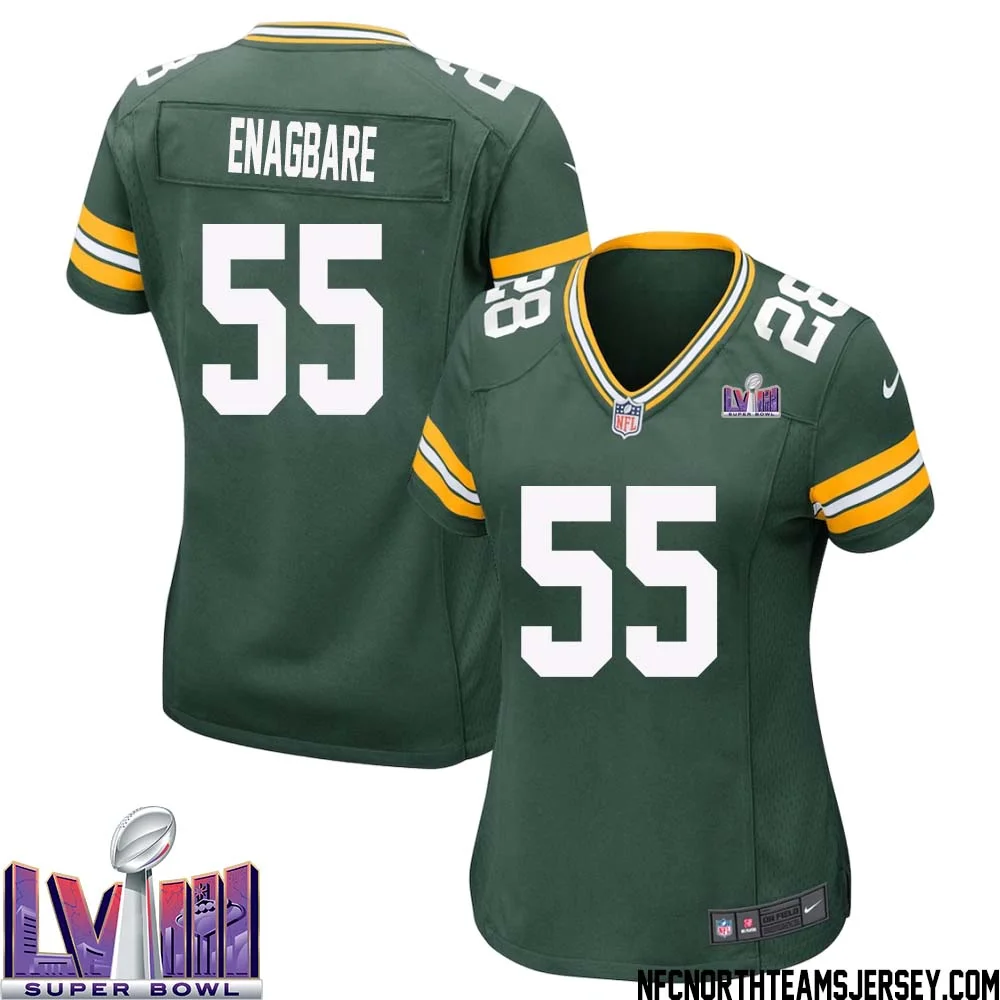Kingsley Enagbare No 55 Green Bay Packers Super Bowl LVIII Home Game Jersey Womens