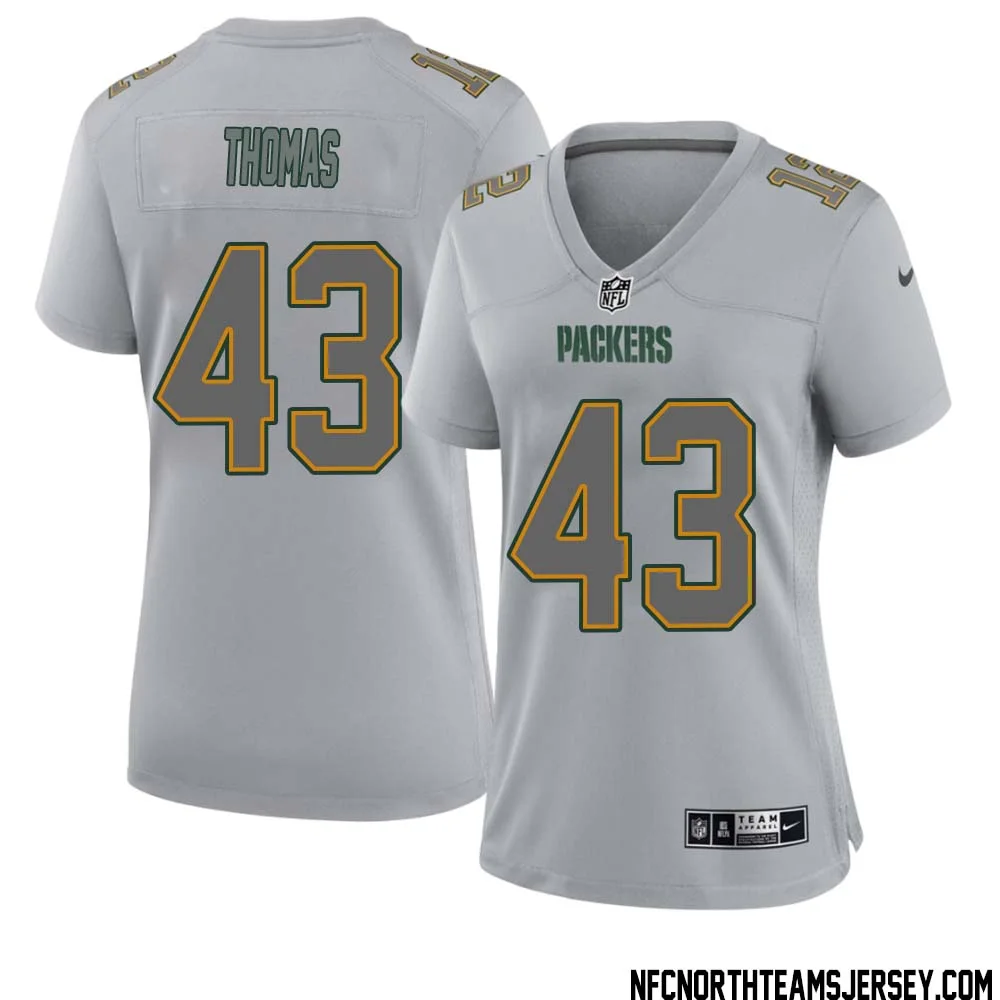 Kiondre Thomas No 43 Green Bay Packers Atmosphere Jersey Grey Womens