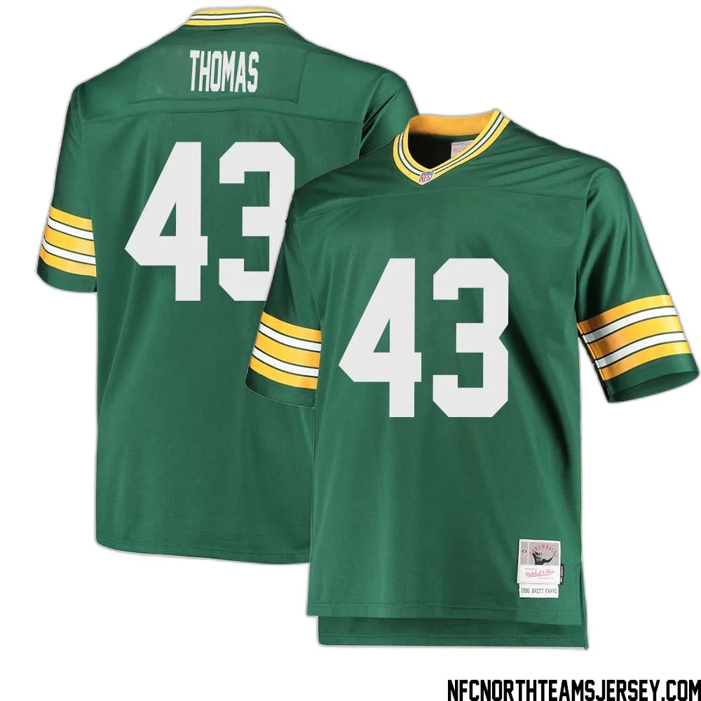 Kiondre Thomas No 43 Green Bay Packers Mitchell Ness Big Tall 1996 Retired Player Replica Jersey Green 2