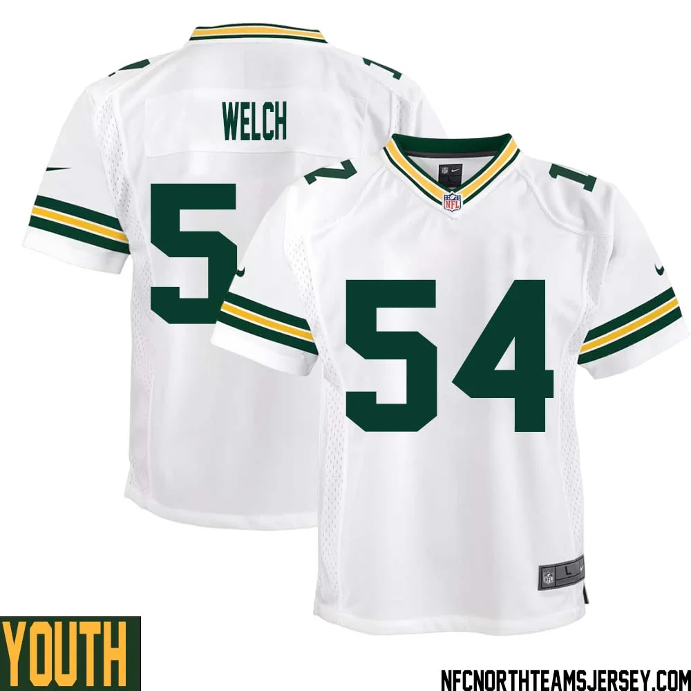 Kristian Welch No 54 Green Bay Packers Away Game Jersey Youth White 1