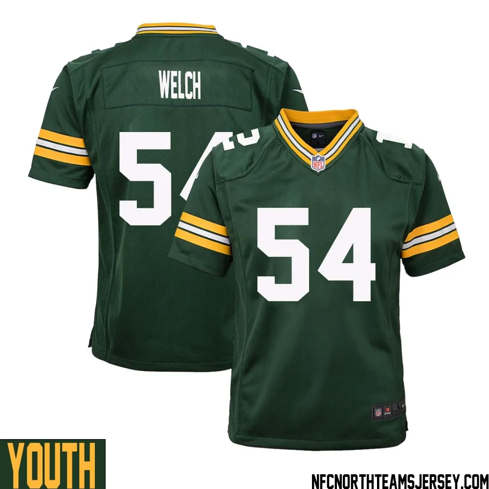 Kristian Welch No 54 Green Bay Packers Home Game Jersey Youth