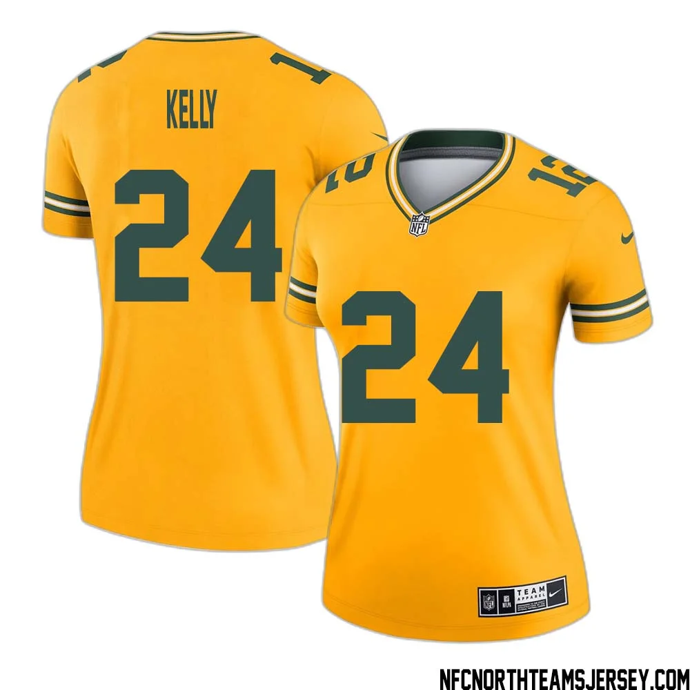 Kyu Kelly No 24 Davante Adams Green Bay Packers Inverted Legend Jersey Gold Women